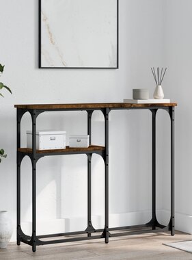 VidaXL Wandtafel 90x22,5x75 cm bewerkt hout gerookt eikenkleurig