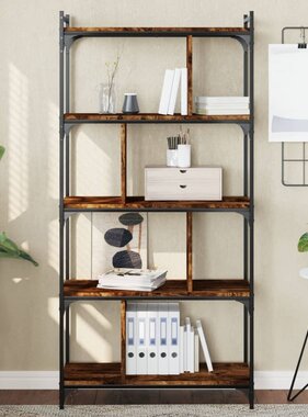 VidaXL Boekenkast 5-laags 76x32x158 cm bewerkt hout gerookt eikenkleur