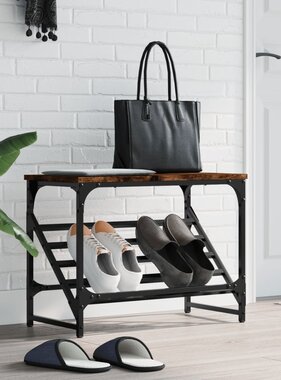 VidaXL Schoenenrek 60x30x45 cm bewerkt hout gerookt eikenkleurig