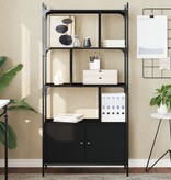 VidaXL Boekenkast met deuren 76,5x30x154,5 cm bewerkt hout zwart