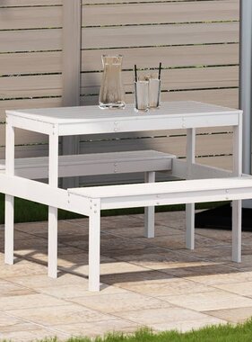VidaXL Picknicktafel 110x134x75 cm massief grenenhout wit