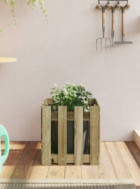 VidaXL Plantenbak met hekontwerp 40x40x40 cm geïmpregneerd grenenhout