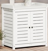 VidaXL Oppottafel met schappen 82,5x50x86,5 cm massief grenenhout wit