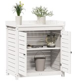 VidaXL Oppottafel met schappen 82,5x50x86,5 cm massief grenenhout wit