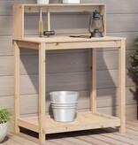 VidaXL Oppottafel met schappen 82,5x50x109,5 cm massief grenenhout