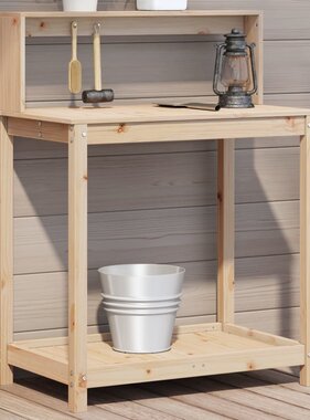 VidaXL Oppottafel met schappen 82,5x50x109,5 cm massief grenenhout