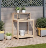 VidaXL Oppottafel met schappen 82,5x50x109,5 cm massief grenenhout