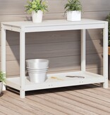 VidaXL Oppottafel met schap 108x50x75 cm massief grenenhout wit