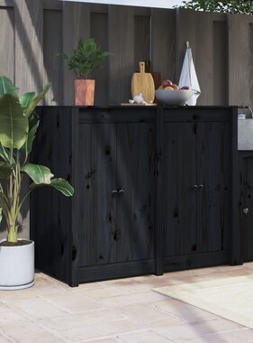 VidaXL Kastdeurtjes voor buitenkeuken 2 st 50x9x82 cm grenenhout zwart