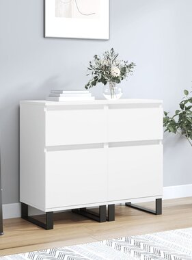 VidaXL Dressoirs 2 st 40x35x70 cm bewerkt hout wit