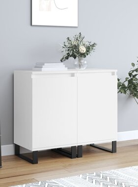 VidaXL Dressoirs 2 st 40x35x70 cm bewerkt hout wit