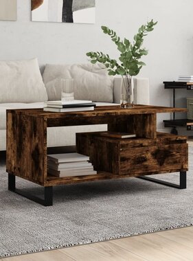 VidaXL Salontafel 90x49x45 cm bewerkt hout gerookt eikenkleurig