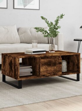 VidaXL Salontafel 90x50x36,5 cm bewerkt hout gerookt eikenkleurig
