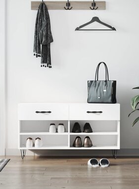 VidaXL Schoenenbank 102x35x55 cm bewerkt hout wit