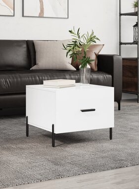 VidaXL Salontafel 50x50x40 cm bewerkt hout hoogglans wit