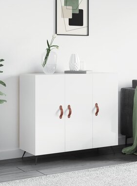 VidaXL Dressoir 90x34x80 cm bewerkt hout hoogglans wit