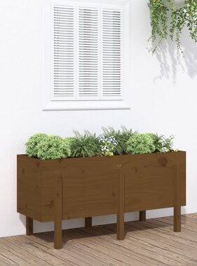 VidaXL Plantenbak verhoogd 121x50x57 cm massief grenenhout honingbruin