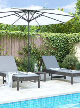 VidaXL Ligbedden 2 st 199,5x60x74 cm massief grenenhout grijs