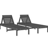 VidaXL Ligbedden 2 st 199,5x60x74 cm massief grenenhout grijs