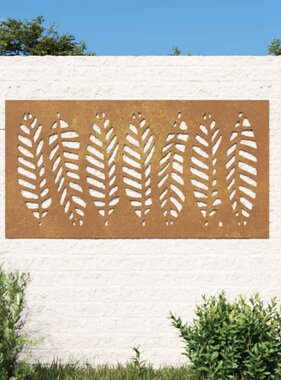 VidaXL Wanddecoratie tuin bladontwerp 105x55 cm cortenstaal