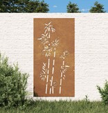 VidaXL Wanddecoratie tuin bamboe-ontwerp 105x55 cm cortenstaal