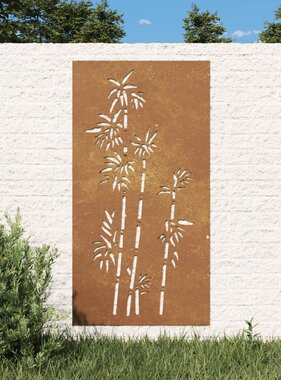VidaXL Wanddecoratie tuin bamboe-ontwerp 105x55 cm cortenstaal