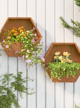 VidaXL Plantenbakken wandmontage 2 st 46x10x40 cm cortenstaal roestig