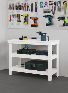 VidaXL Werkbank 110,5x50x80 cm massief grenenhout wit
