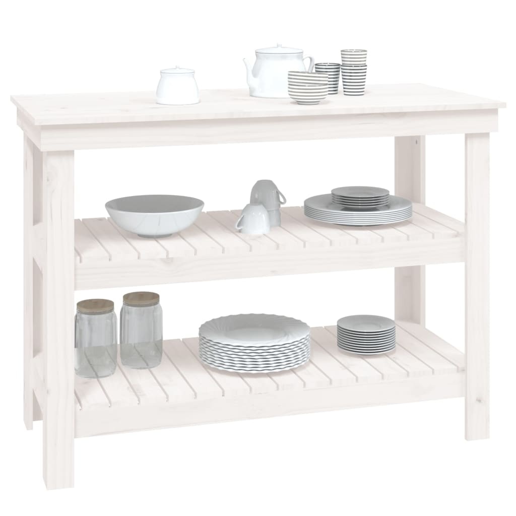VidaXL Werkbank 110,5x50x80 cm massief grenenhout wit