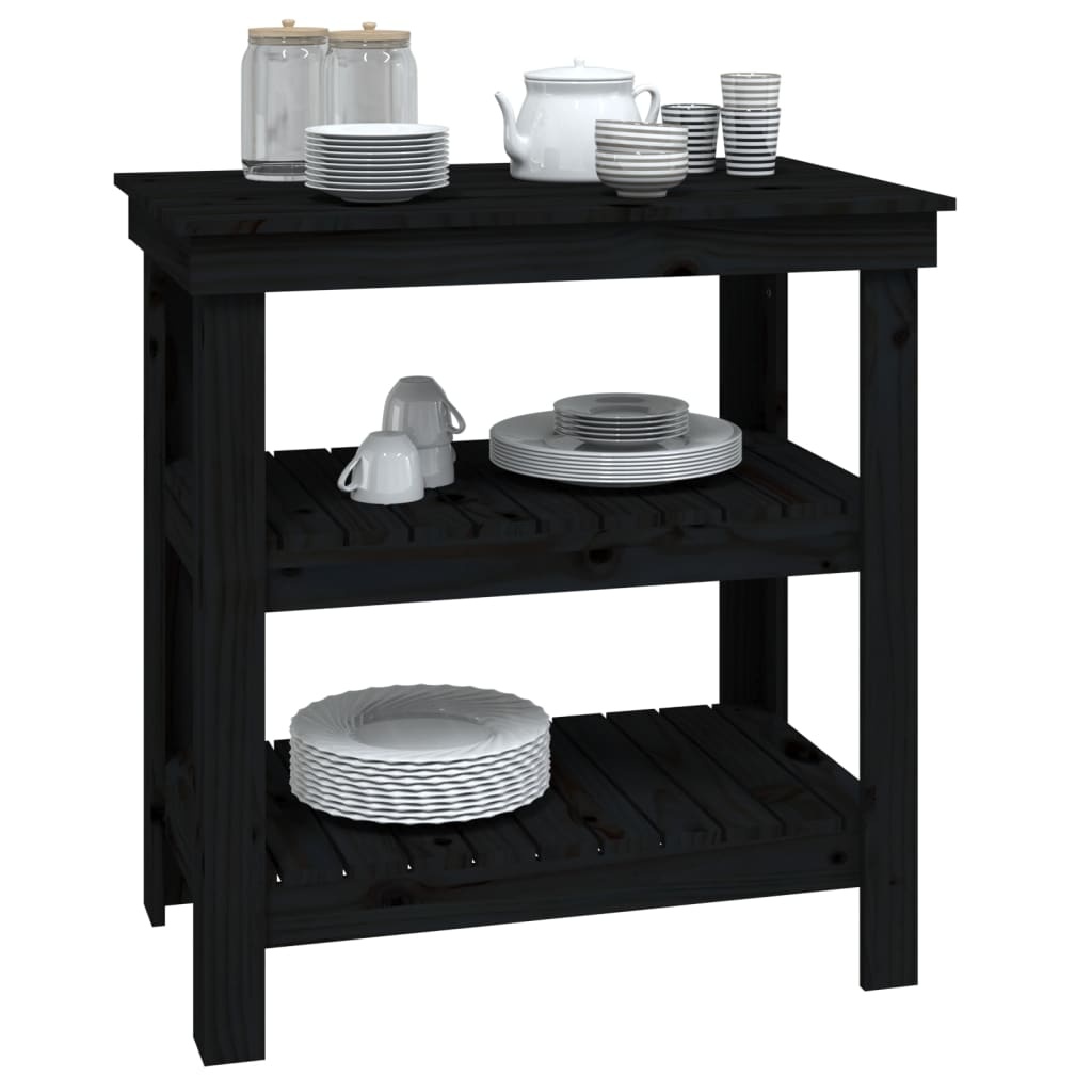 VidaXL Werkbank 78,5x50x80 cm massief grenenhout zwart