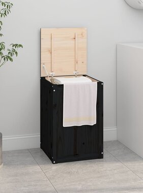 VidaXL Wasmand 44x44x66 cm massief grenenhout zwart