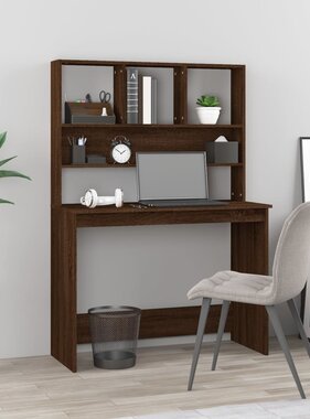 VidaXL Bureau met schappen 102x45x148 cm bewerkt hout bruineikenkleur