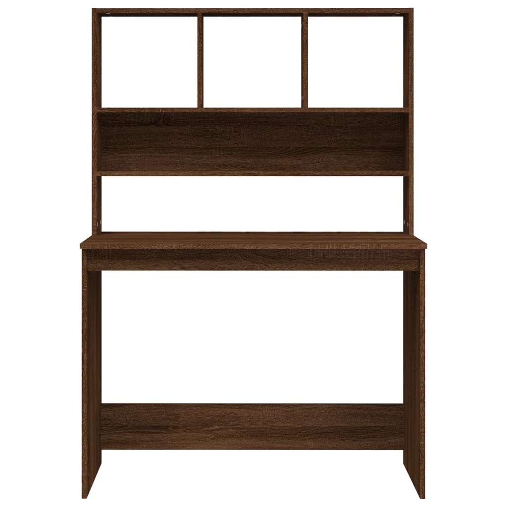 VidaXL Bureau met schappen 102x45x148 cm bewerkt hout bruineikenkleur