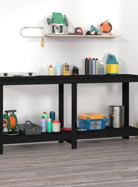 VidaXL werkbank 180x50x80 cm massief grenenhout zwart