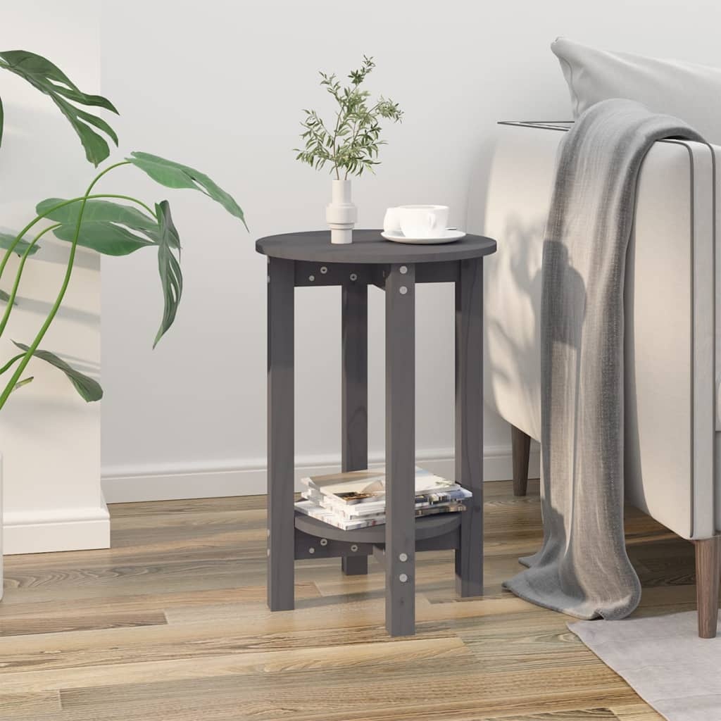 VidaXL Salontafel Ø 40x60 cm massief grenenhout grijs