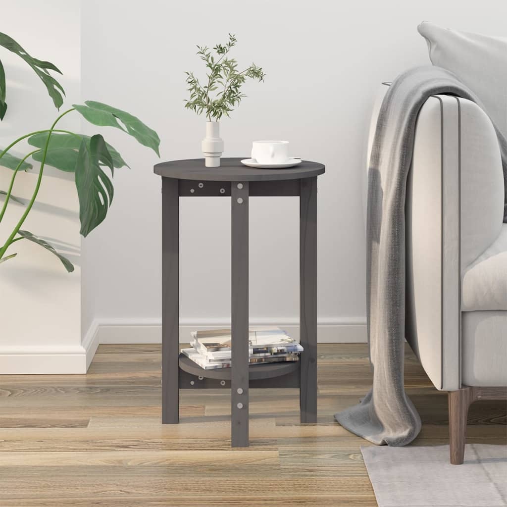 VidaXL Salontafel Ø 40x60 cm massief grenenhout grijs