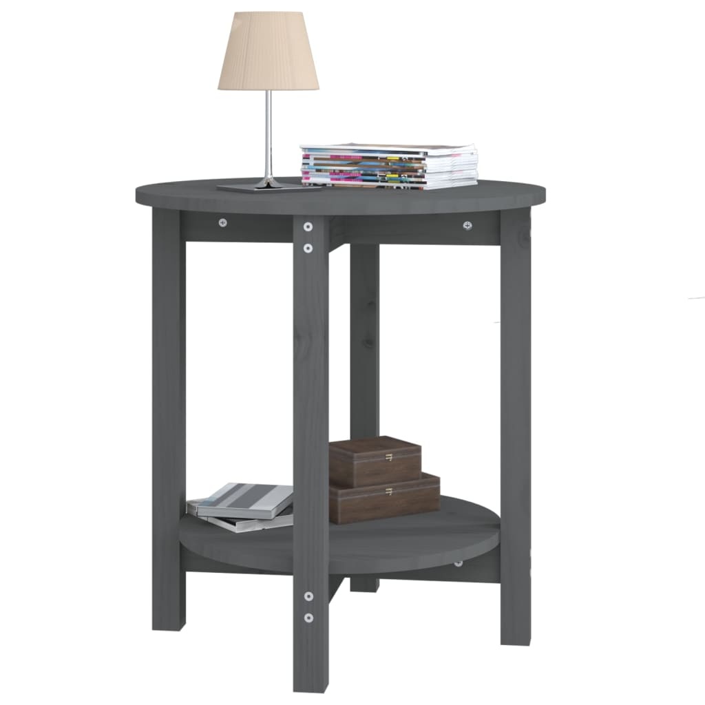 VidaXL Salontafel Ø 55x60 cm massief grenenhout grijs