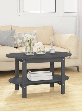 VidaXL Salontafel 80x45x45 cm massief grenenhout grijs