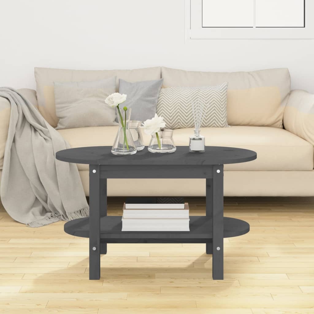 VidaXL Salontafel 80x45x45 cm massief grenenhout grijs