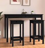 VidaXL Barstoelen 2 st 40x40x78 cm massief grenenhout zwart