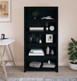 VidaXL Boekenkast 80x35x154 cm massief grenenhout zwart