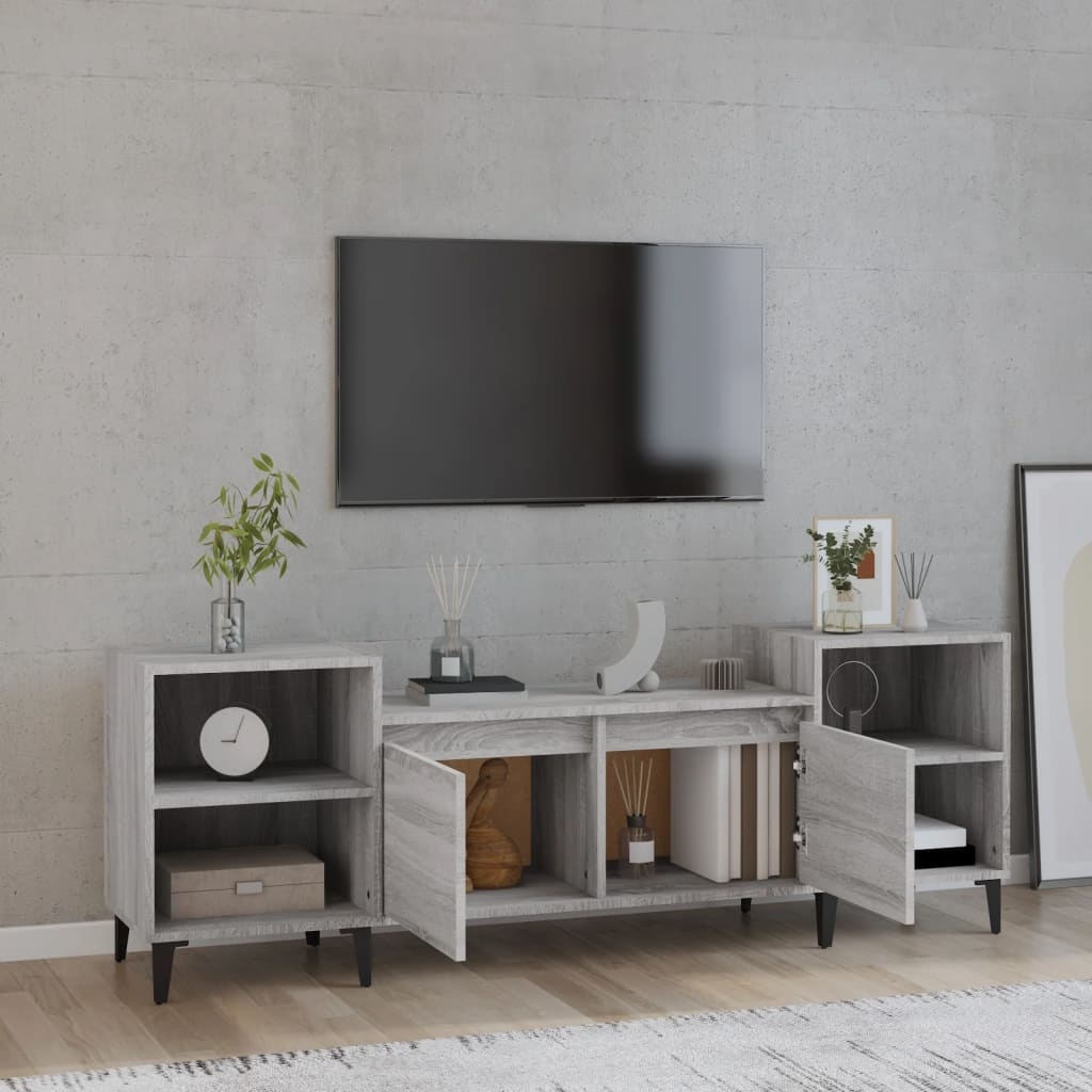 VidaXL Tv-meubel 160x35x55 cm bewerkt hout grijs sonoma eikenkleurig