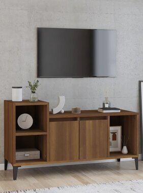 VidaXL Tv-meubel 100x35x55 cm bewerkt hout bruin eikenkleur