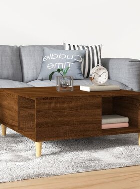 VidaXL Salontafel 80x80x36,5 cm bewerkt hout bruin eikenkleur