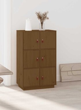VidaXL Hoge kast 67x40x108,5 cm massief grenenhout honingbruin