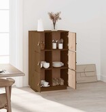 VidaXL Hoge kast 67x40x108,5 cm massief grenenhout honingbruin