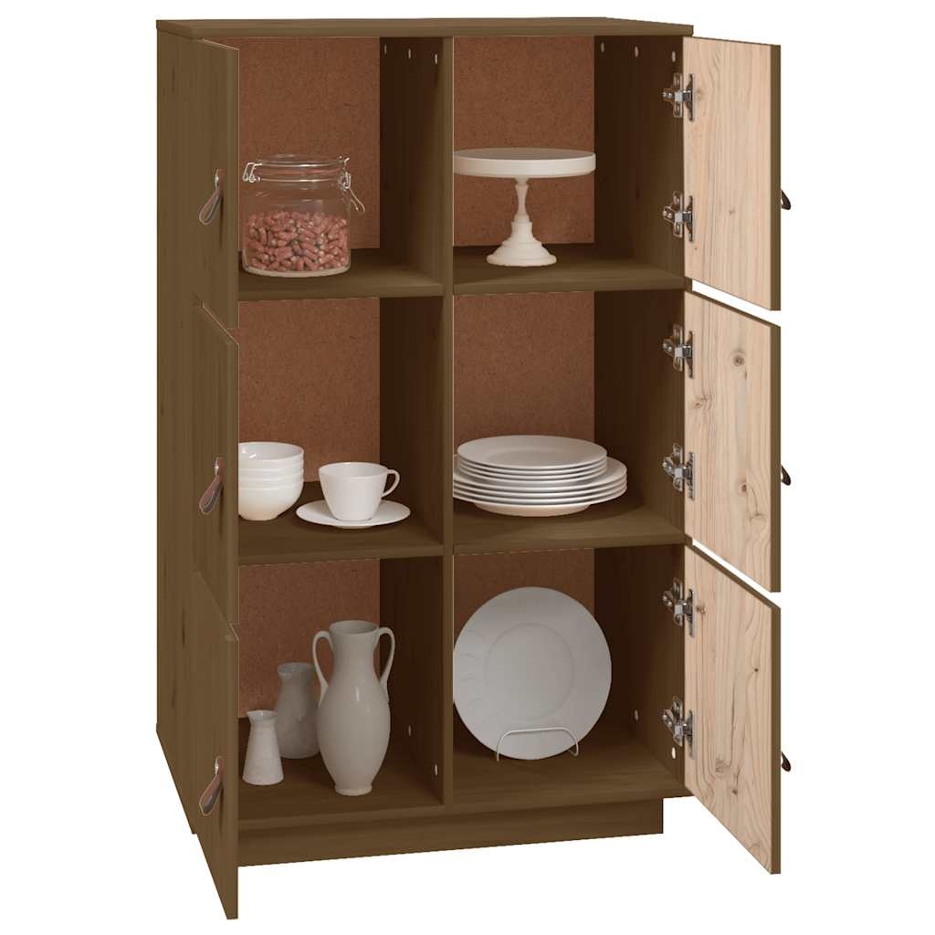 VidaXL Hoge kast 67x40x108,5 cm massief grenenhout honingbruin