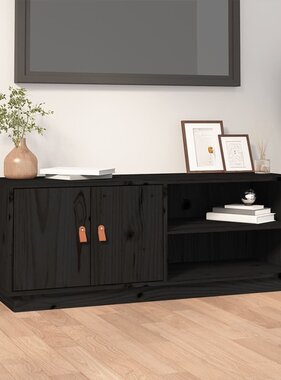 VidaXL Tv-meubel 105x34x40 cm massief grenenhout zwart