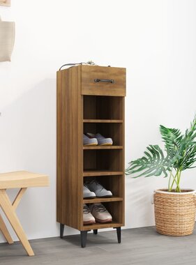 VidaXL Schoenenkast 30x35x105 cm bewerkt hout bruin eikenkleur