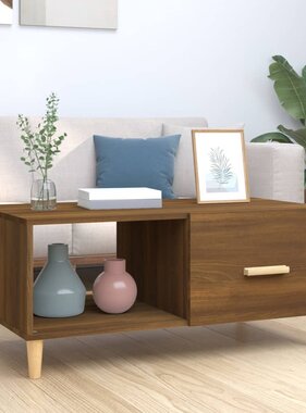 VidaXL Salontafel 89,5x50x40 cm bewerkt hout bruin eikenkleur
